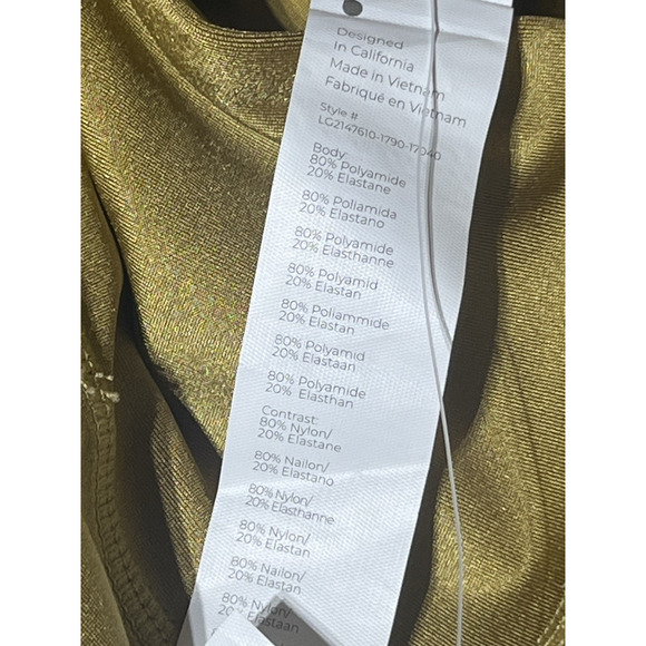 Fabletics Oasis Shine High Waisted Pocket 7/8 Leggings Womens M 8 Gold - Picture 9 of 10